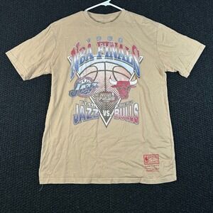 Mitchell & Ness 1998 NBA Finals Utah Jazz vs Chicago Bulls Tan T-Shirt Mens L